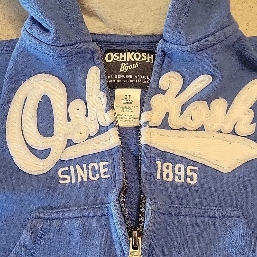OshKosh Toddler Zipup Blue Hoodie Size 2T